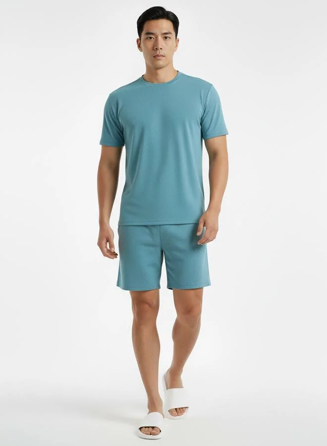 Clans&Hans Men Plain Crew Neck T-Shirt and Shorts Co-ords